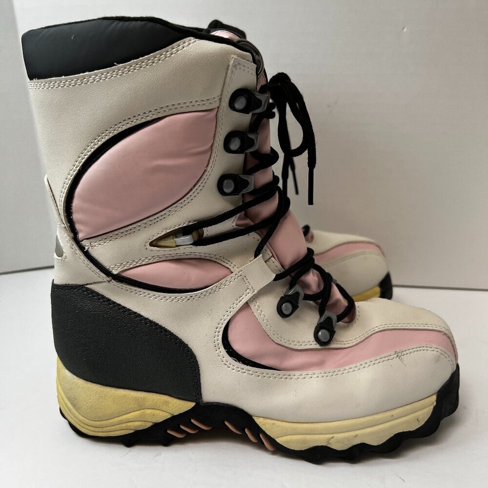 Athletech White Pink and Gray Winter Snow Boots Lace Up‎ Lined Women’s Size 6